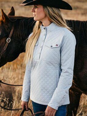 AG Gear Jacket Womens Small Grey Quilted Snap Silo Popover Insulated Light Coat